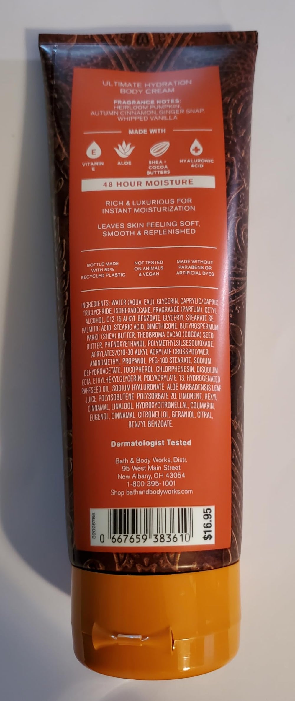 Bath and Body Works Sweet Cinnamon Pumpkin cream texture close-up for velvety skin.