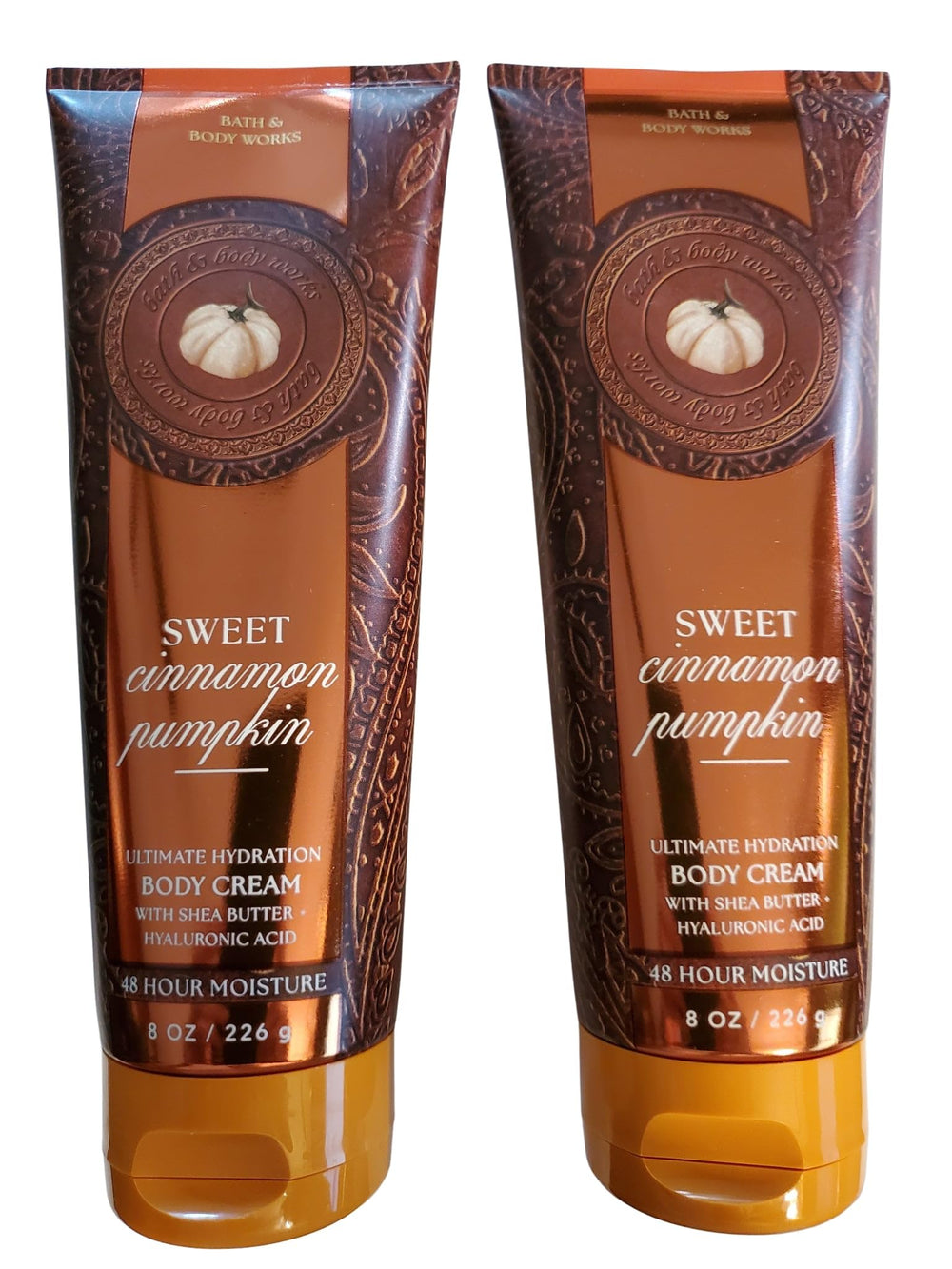 Bath and Body Works Sweet Cinnamon Pumpkin cream tube ready for daily hydration and fall comfort.