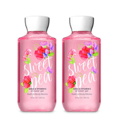 Bath & Body Works Sweet Pea Shower Gel 2-pack bottles offer refreshing scent for daily skin care.
