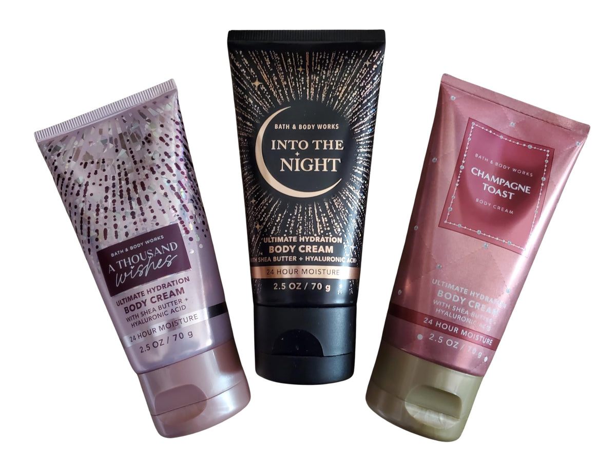 Bath & Body Works Thousand Wishes bottle shows scent-forward hydration on the go.