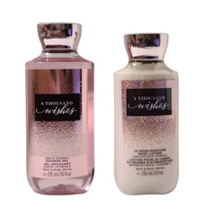 Bath & Body Works A Thousand Wishes gift-set bottle focus, delivering lasting fragrance and soft skin after use.