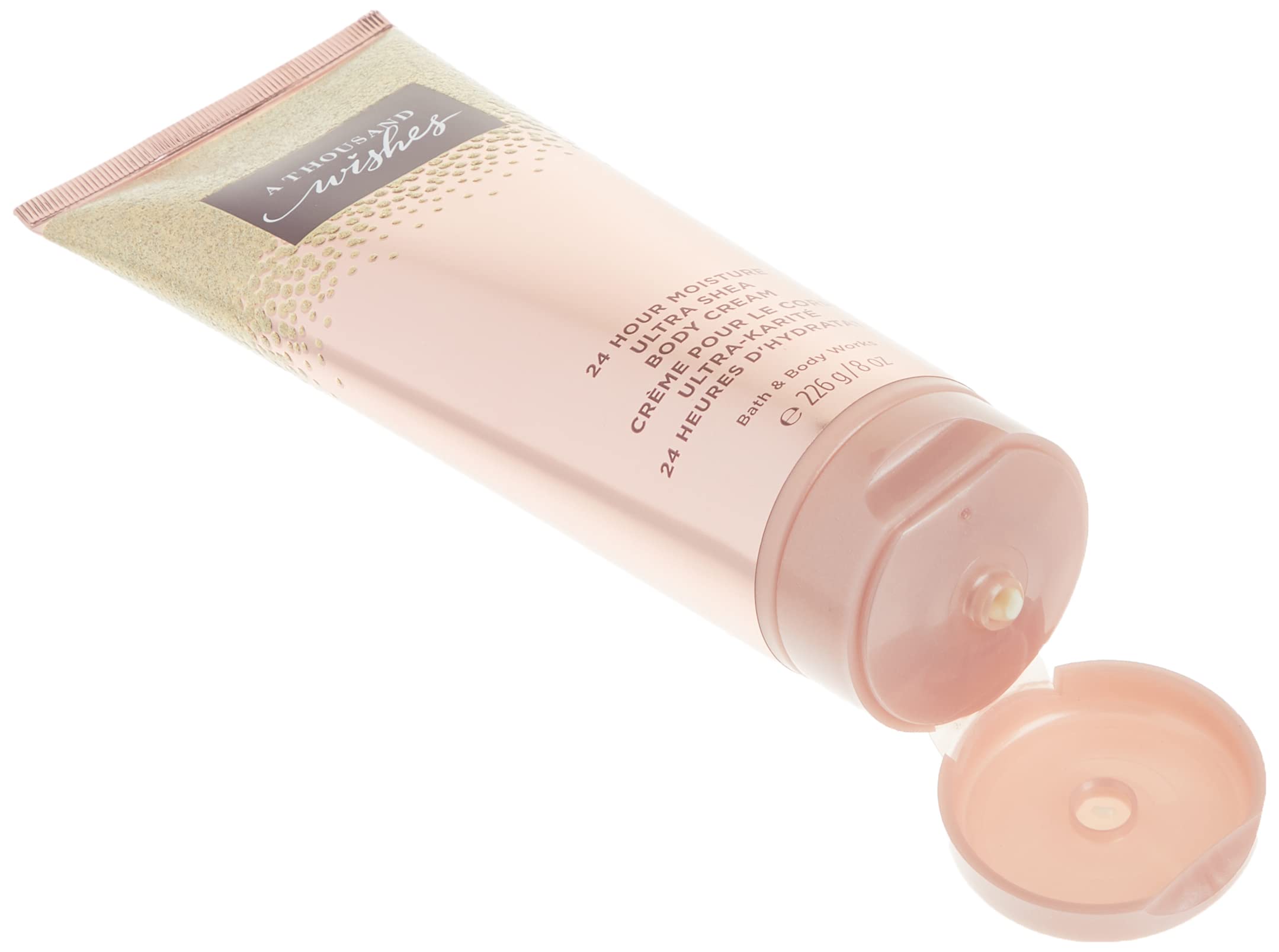 Bath & Body Works A Thousand Wishes ultra-shea-cream-texture demonstrates lasting moisture for winter dryness.