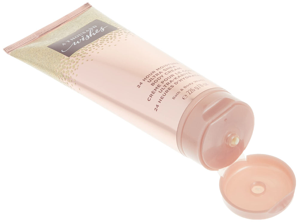 Bath & Body Works A Thousand Wishes ultra-shea-cream-texture demonstrates lasting moisture for winter dryness.