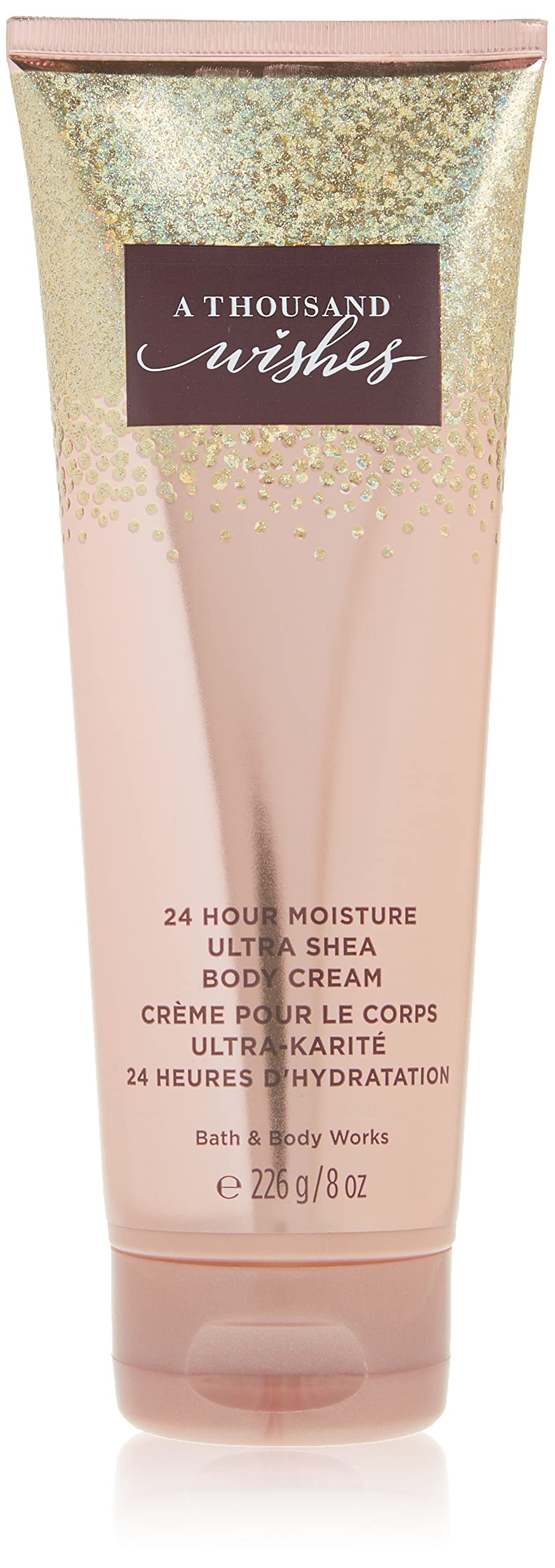 Bath & Body Works A Thousand Wishes Ultra Shea jar closeup shows rich hydration for dry skin.