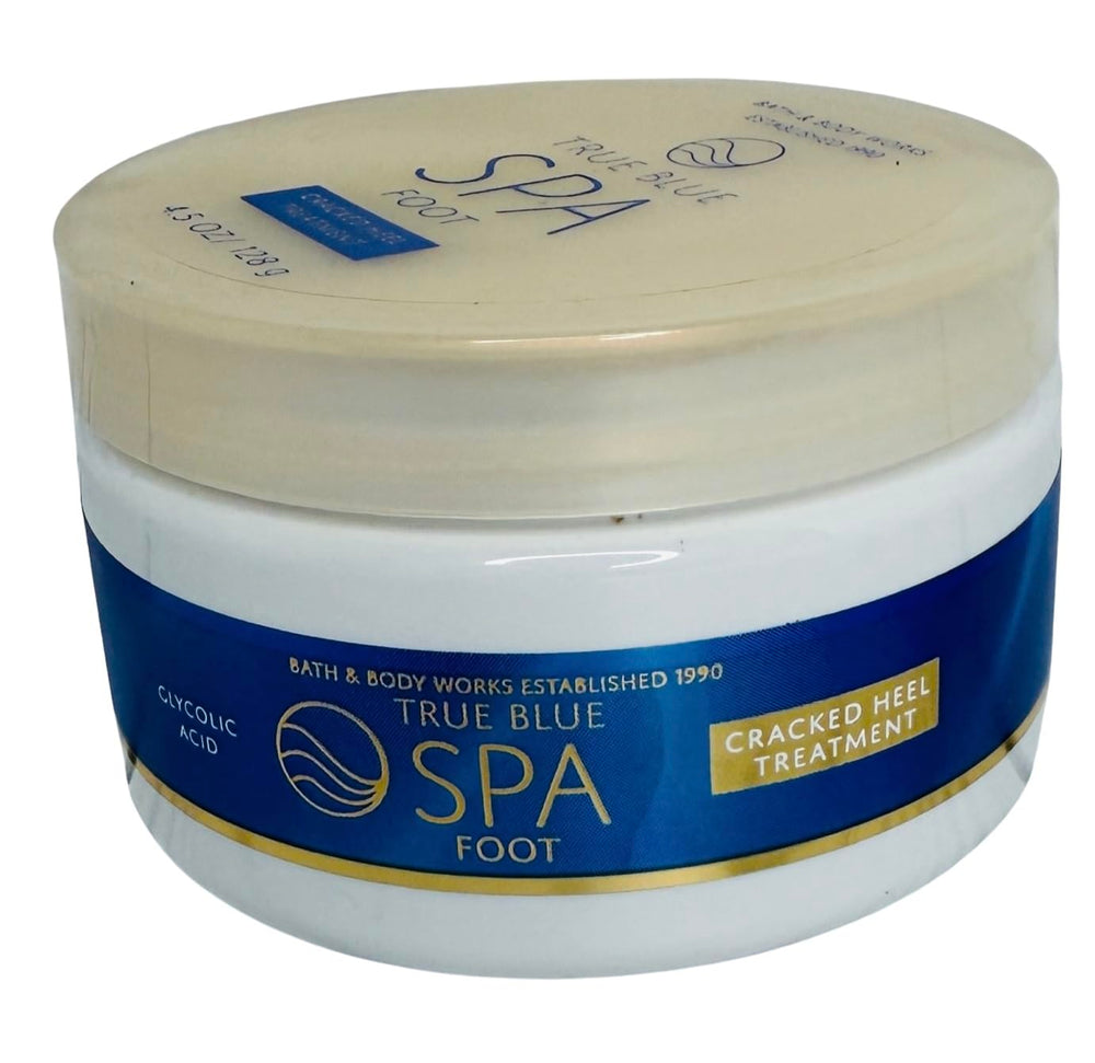 Bath & Body Works True Blue Spa Cracked Heel Treatment bottle with minty spa scent for intense moisture