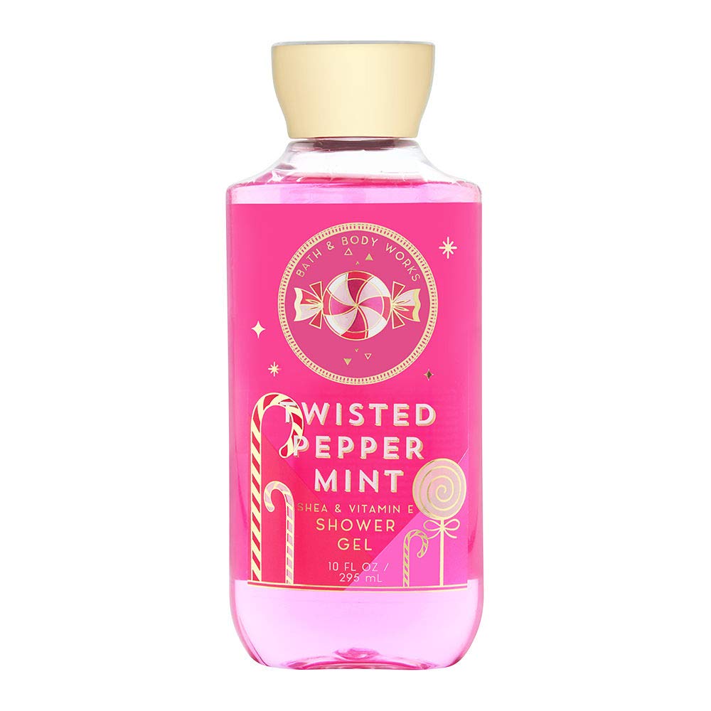 Bath & Body Works Twisted Peppermint Shower Gel bottle showcases cooling peppermint scent for a refreshing cleanse.