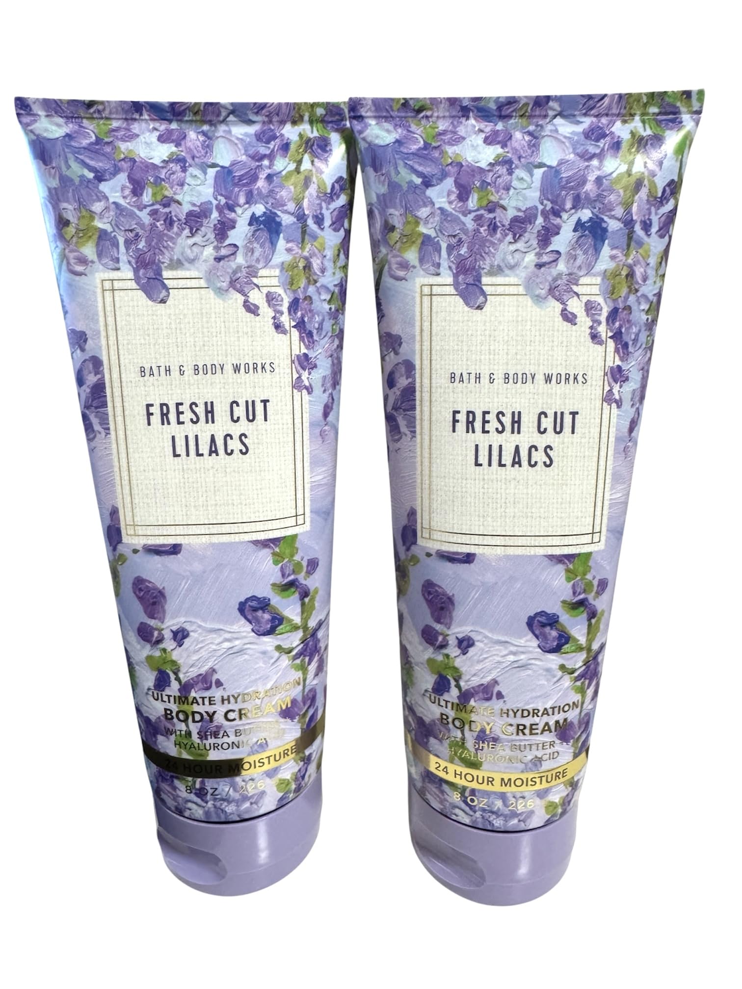 Bath & Body Works Ultimate Hydration Body Cream Fresh Cut Lilacs tub highlighting 24-hour hydration
