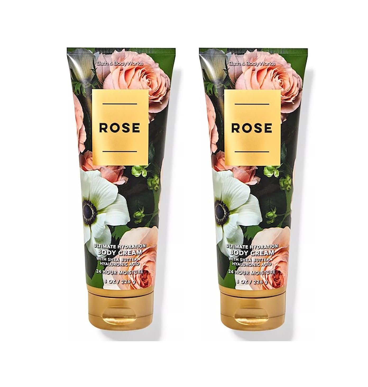 Bath & Body Works Ultimate Hydration Body Cream Rose bottle pour provides long-lasting moisturization for daily use.