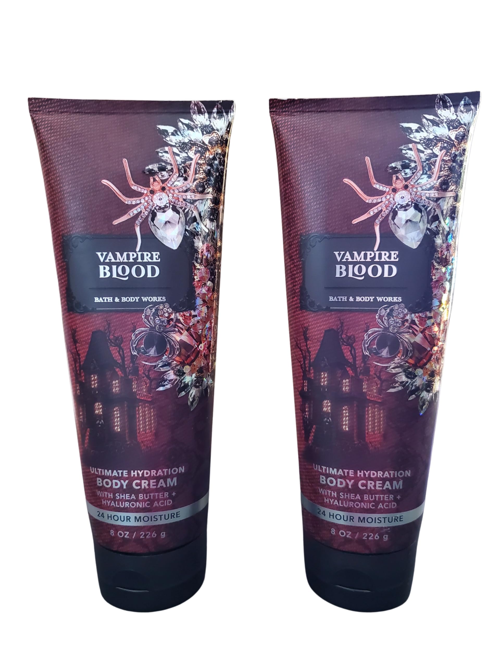 Bath & Body Works Vampire Blood cream two-pack shown with two 8 oz jars.