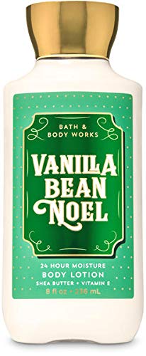 Bath and Body Works Vanilla Bean Noel lotion trio bottle image highlights nourishing formula for silky skin