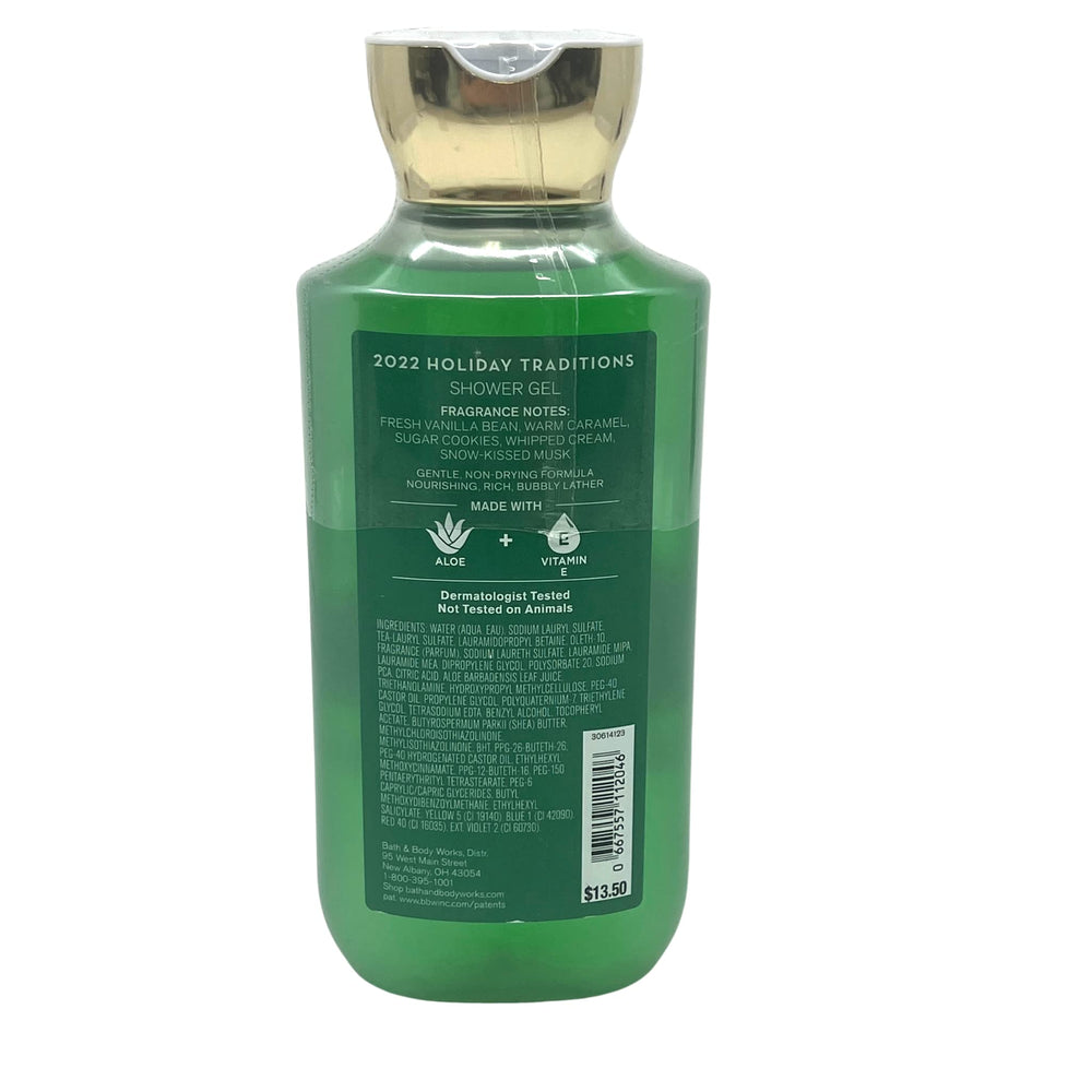 Bath and Body Works Vanilla Bean Noel bottle detail highlights coconut oil and shea butter