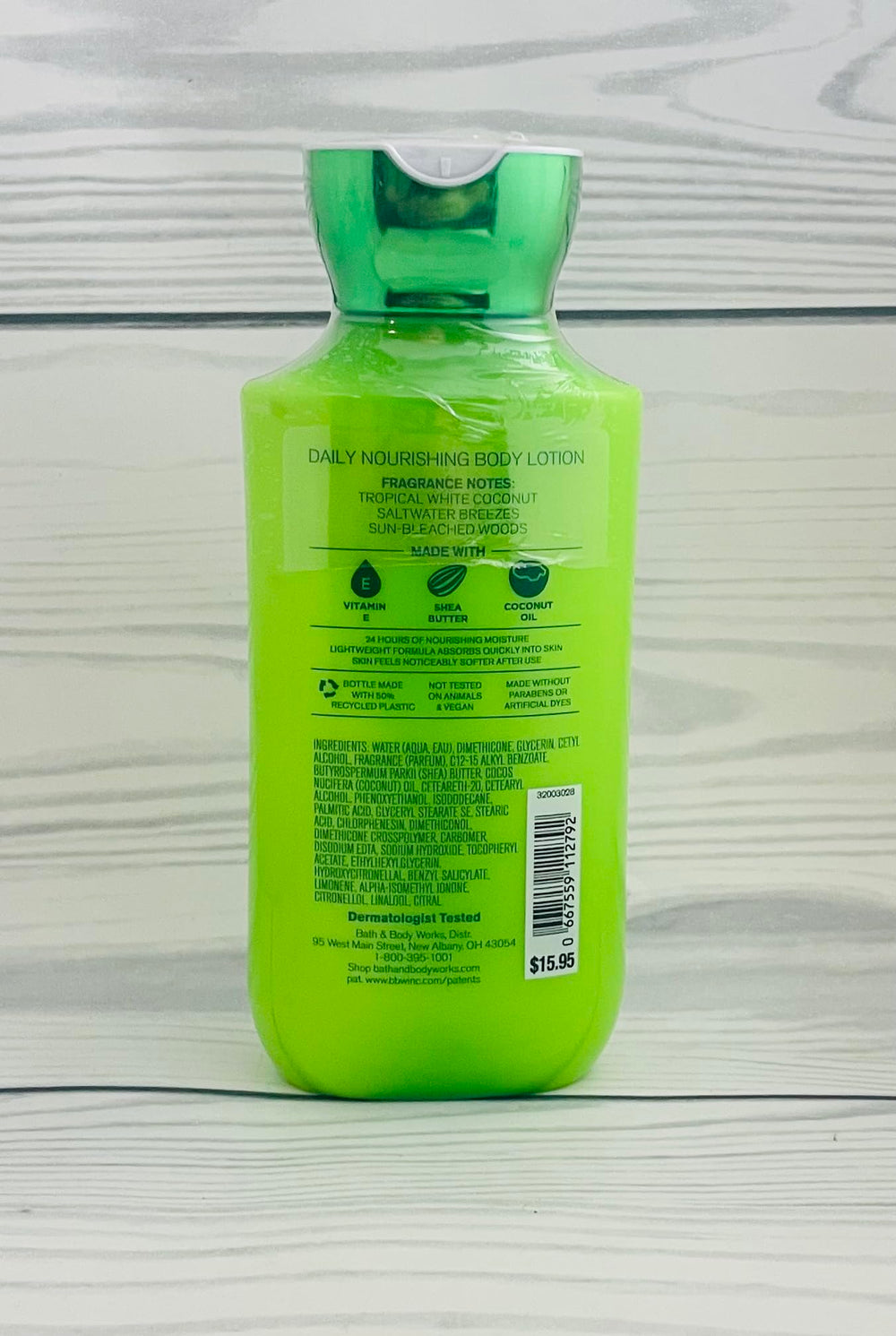 Bath & Body Works Waikiki Coconut 2-pack bottles back view for refreshing tropical fragrance