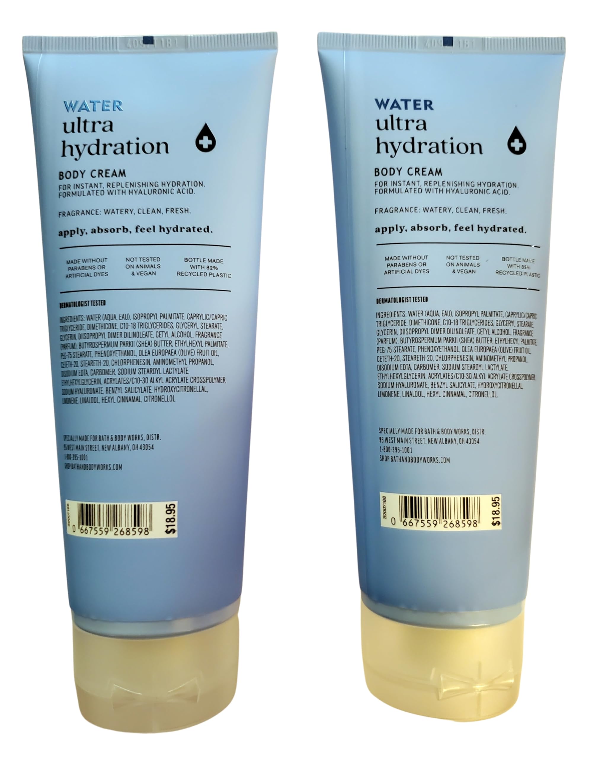 Bath & Body Works Water Ultra Hydration swatch showing creamy texture for instant hydration