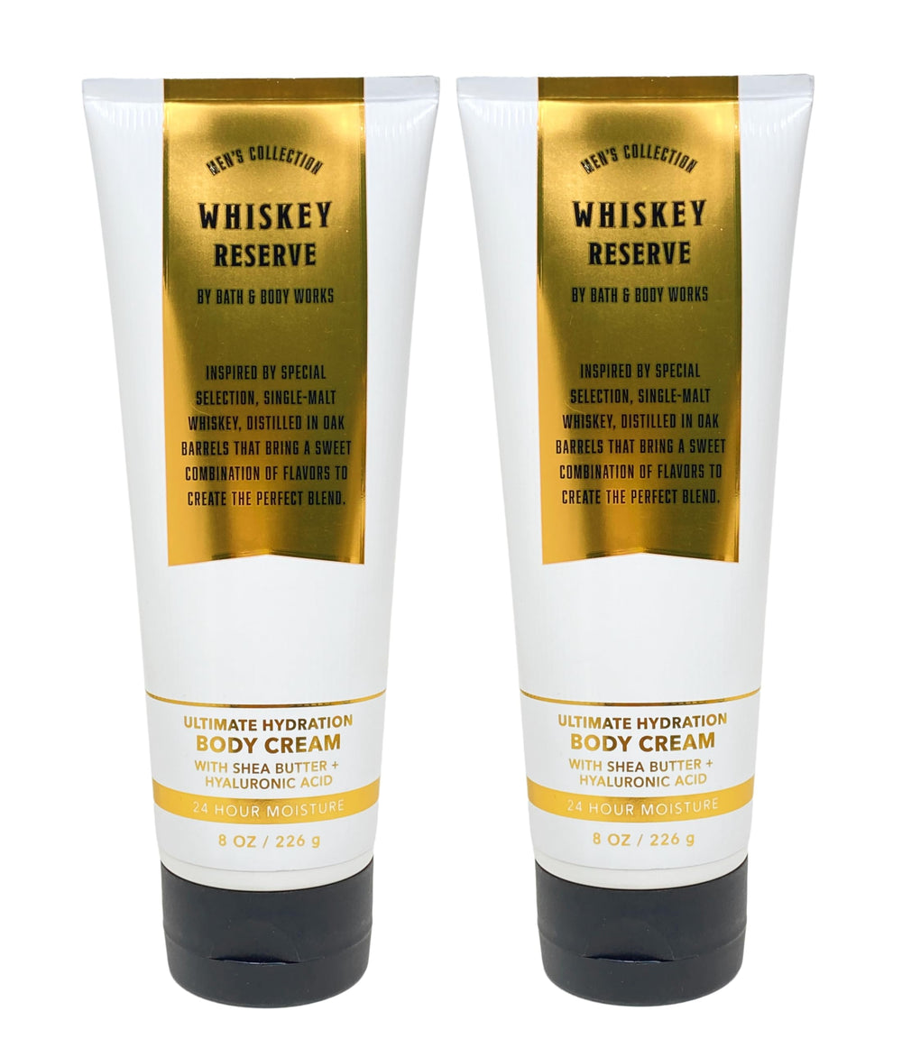 Bath & Body Works Whiskey Reserve cream bottle close-up showing rich moisture and fragrance.