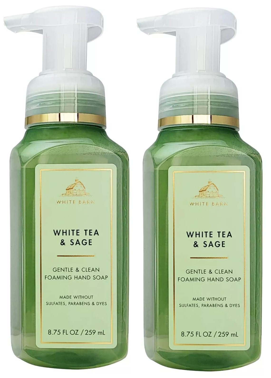 Bath & Body Works White Tea & Sage foaming hand soap bottle with creamy lather and gentle cleansing.