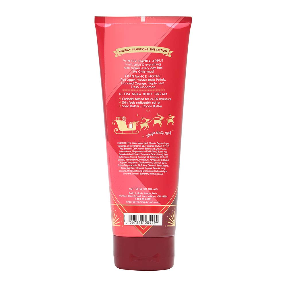 Bath & Body Works Winter Candy Apple Ultra Shea Cream texture close-up highlighting creamy moisture.