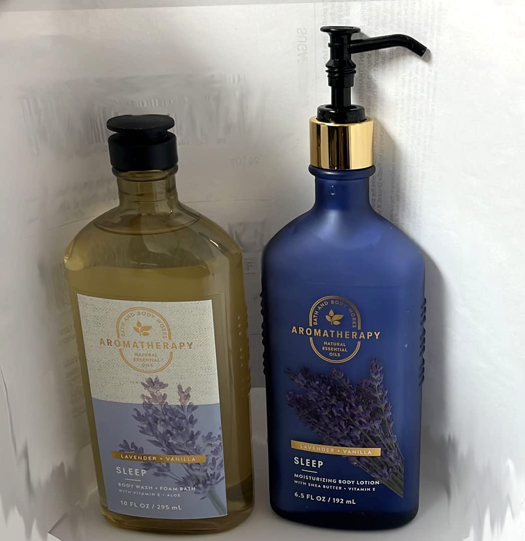 Bath and Body Works Aromatherapy Sleep Foam Bath bottle helps unwind before bed with lavender vanilla scent