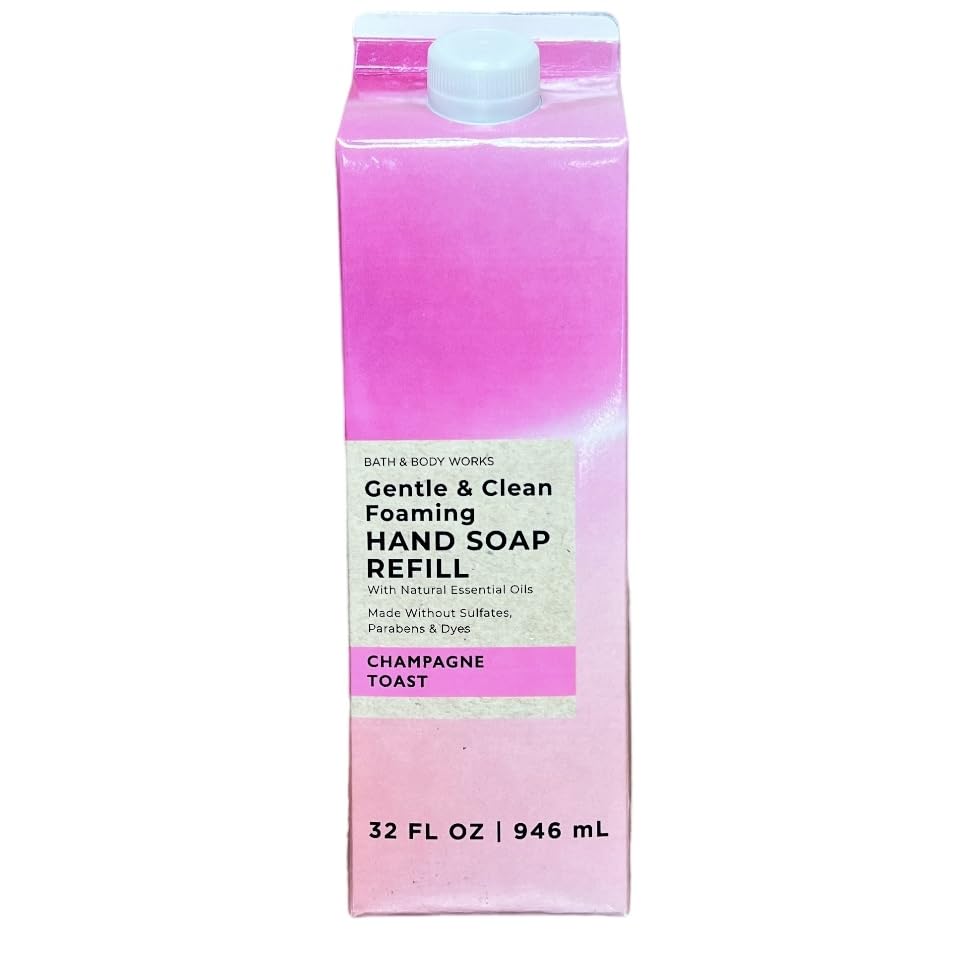 Bath & Body Works Champagne Toast foaming soap bottle highlights luxurious lather and moisture