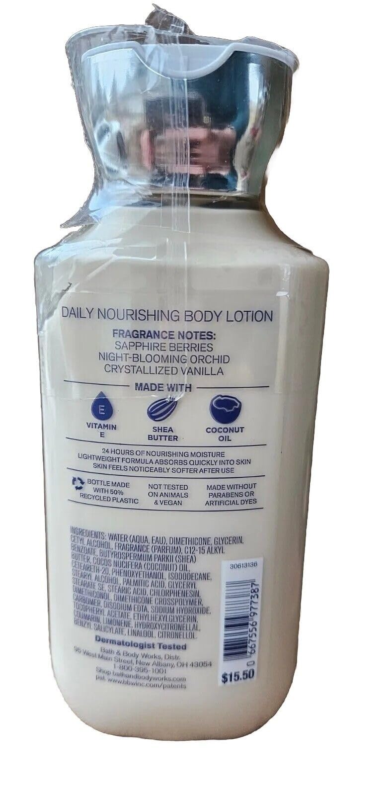 Bath & Body Works Dream Bright lotion label closeup showing floral-fruity fragrance details