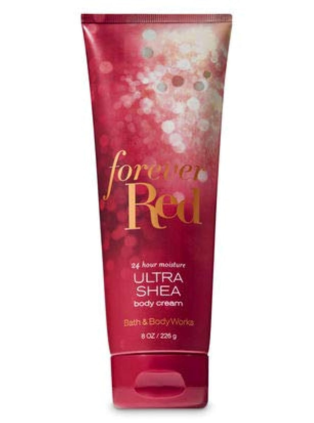Bath & Body Works Forever Red Luxury Body Cream texture swirl highlights ultra-rich, nourishing cream.