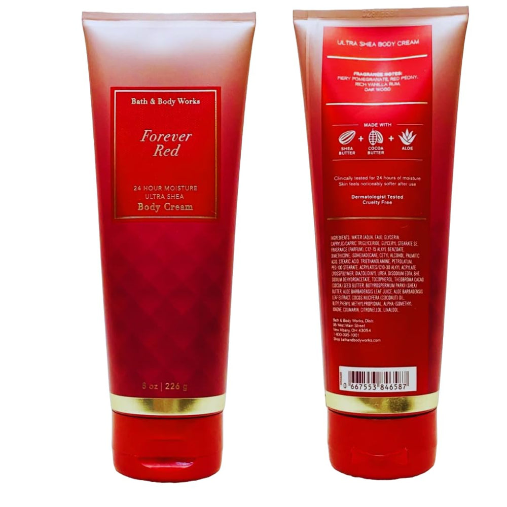 Bath & Body Works Forever Red Ultra Shea Cream absorbs quickly with a non-greasy finish