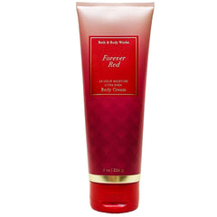 Bath & Body Works Forever Red Ultra Shea Cream close-up bottle highlights rich moisture for all-day softness