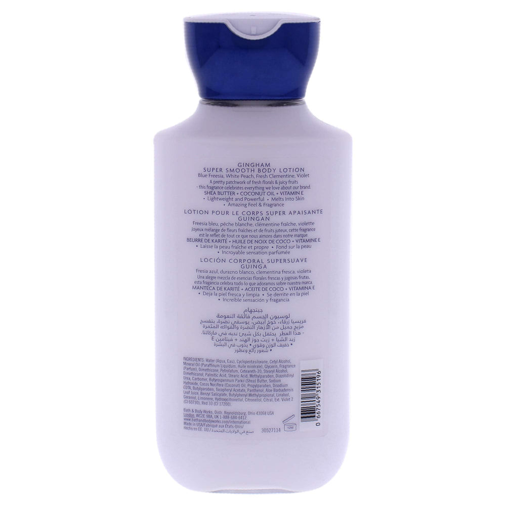 Bath & Body Works Gingham Body Lotion being applied for daily-soft, smooth skin.
