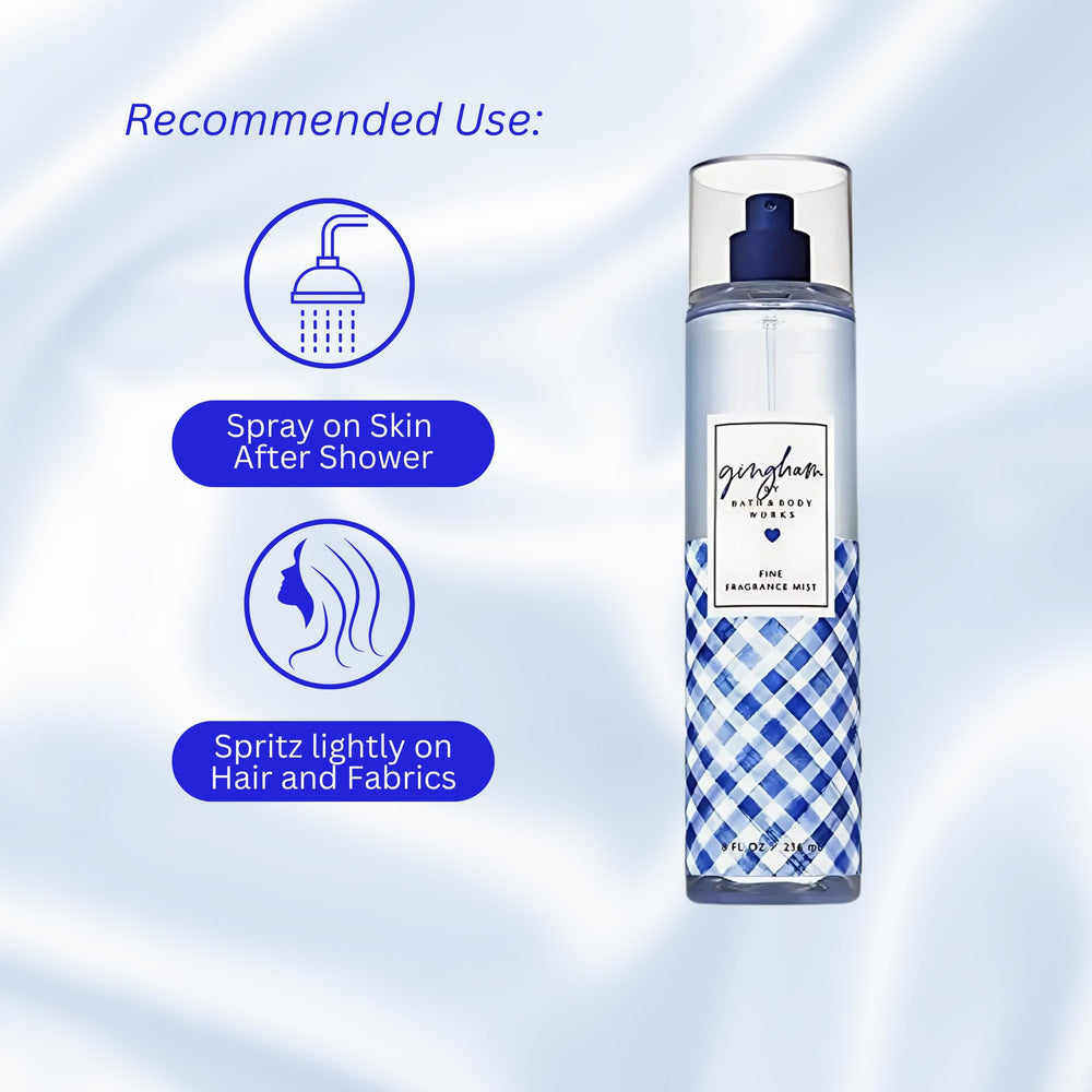 Bath & Body Works Gingham fragrance label details the product notes.