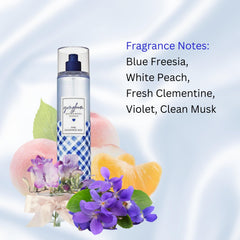 Bath & Body Works Gingham spray nozzle close-up shows easy, even application.