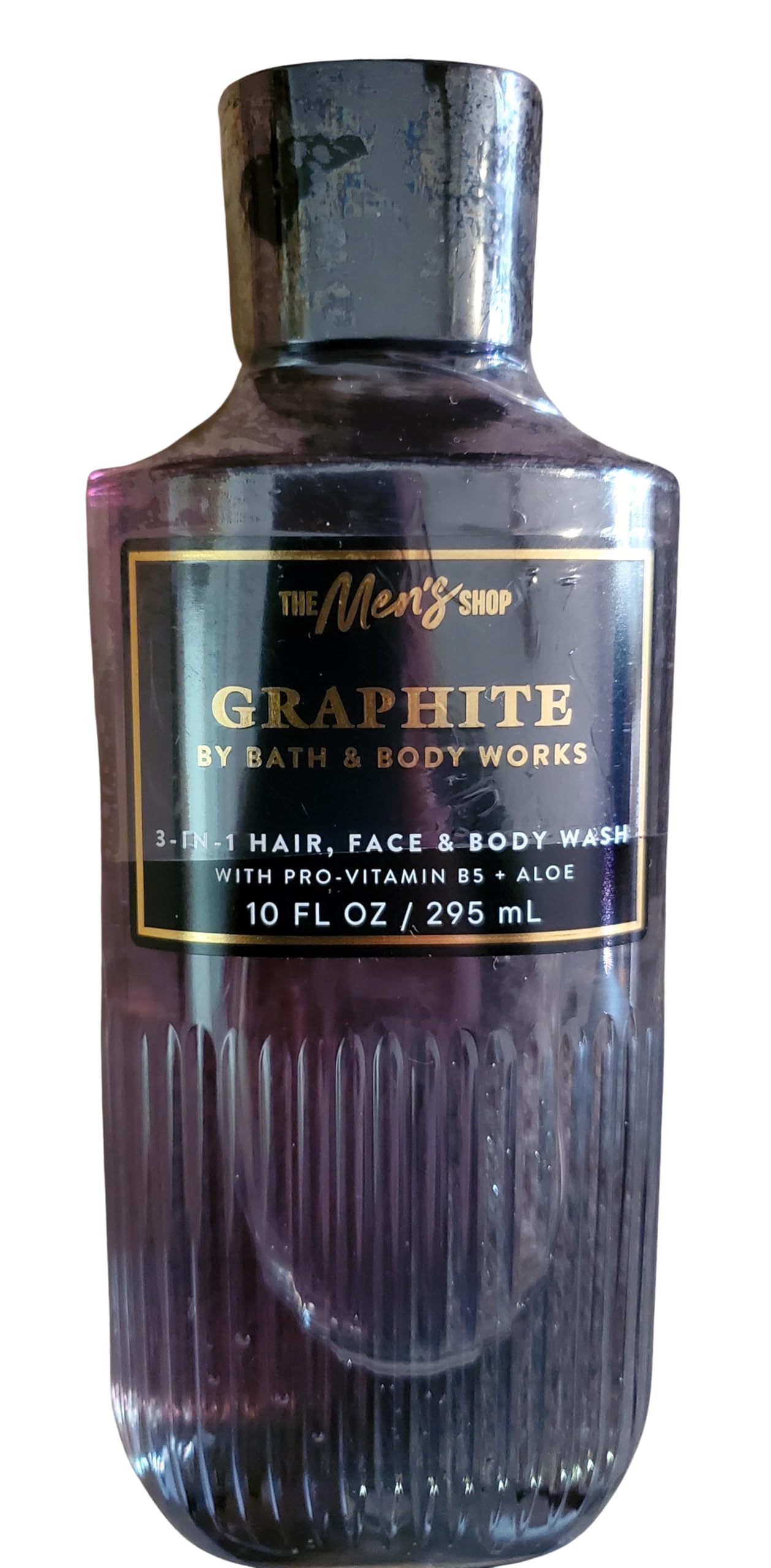 Bath & Body Works Graphite body cream jar close-up highlighting Vitamin E and shea butter hydration