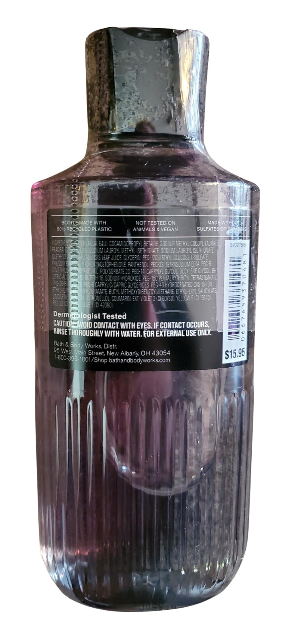 Bath & Body Works Graphite body cream texture on finger showing hyaluronic acid hydration