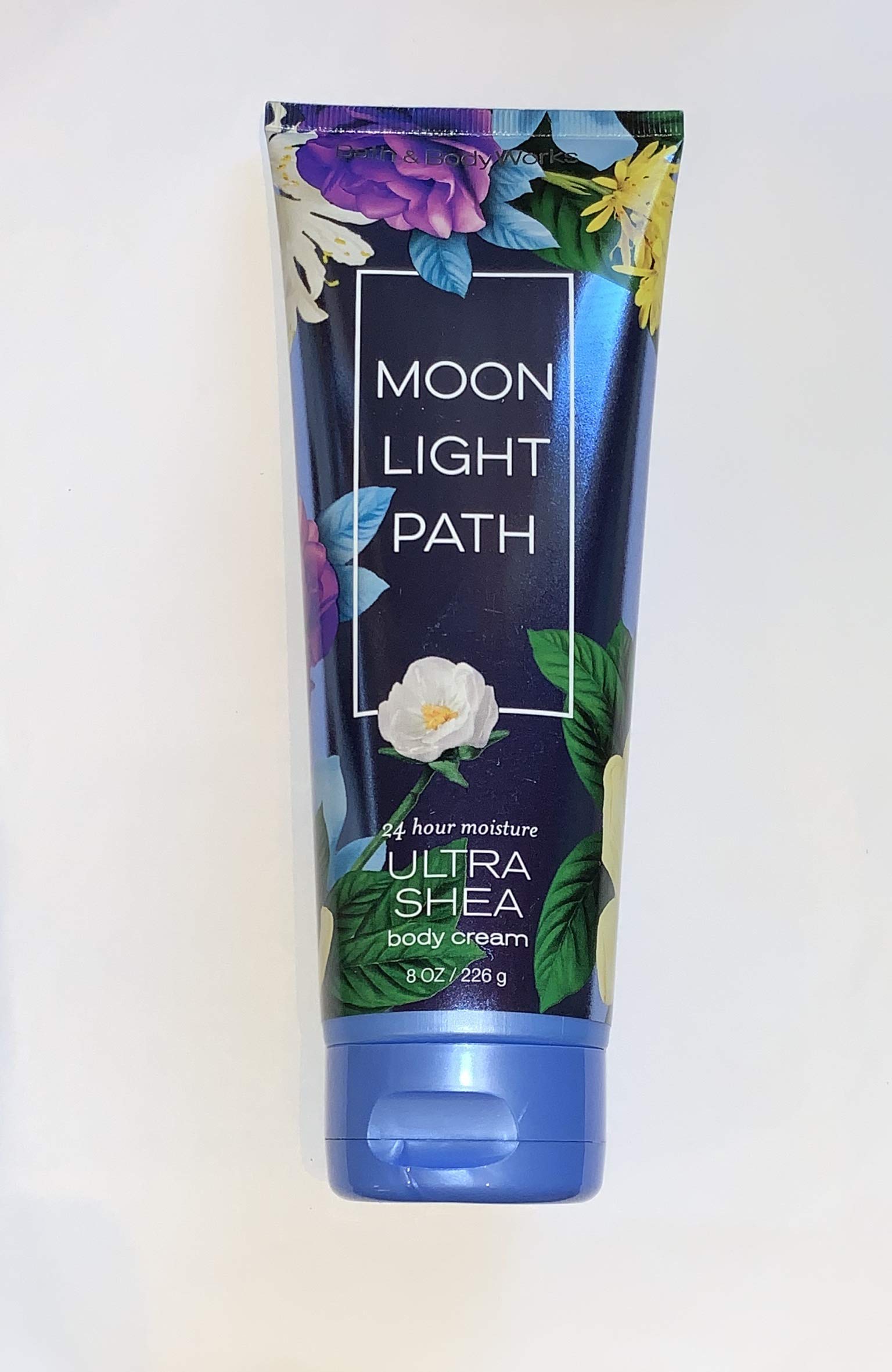 Bath & Body Works Moonlight Path Ultra Shea Body Cream 8oz tube close-up highlights rich hydration.