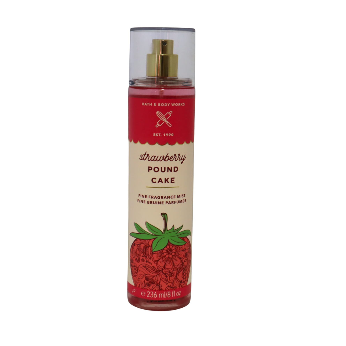 Bath & Body Works Strawberry Pound Cake Mist bottle for easy, long-lasting fragrance.