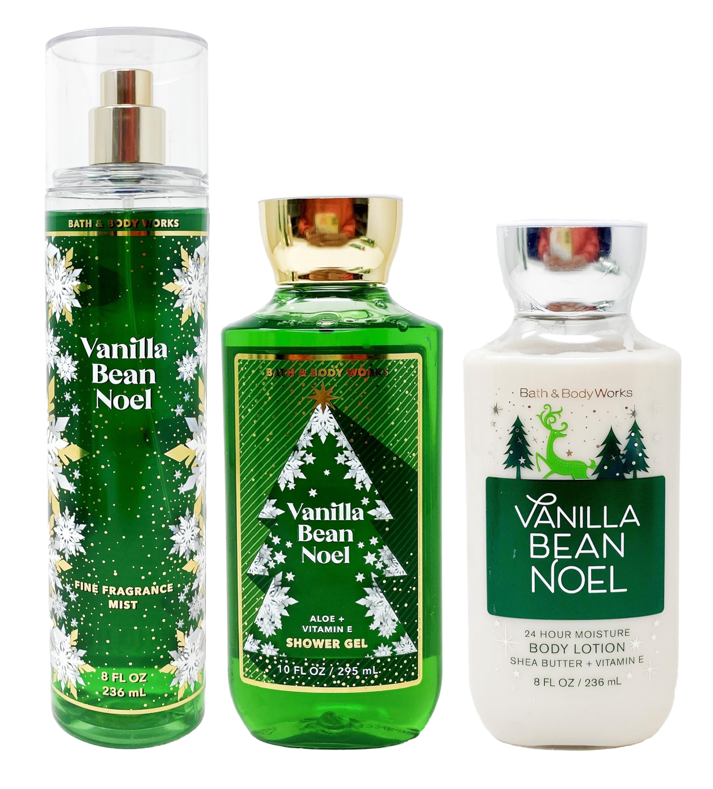 Bath and Body Works Vanilla Bean Noel shower gel pour highlights vanilla scent and hydrating cleanse.