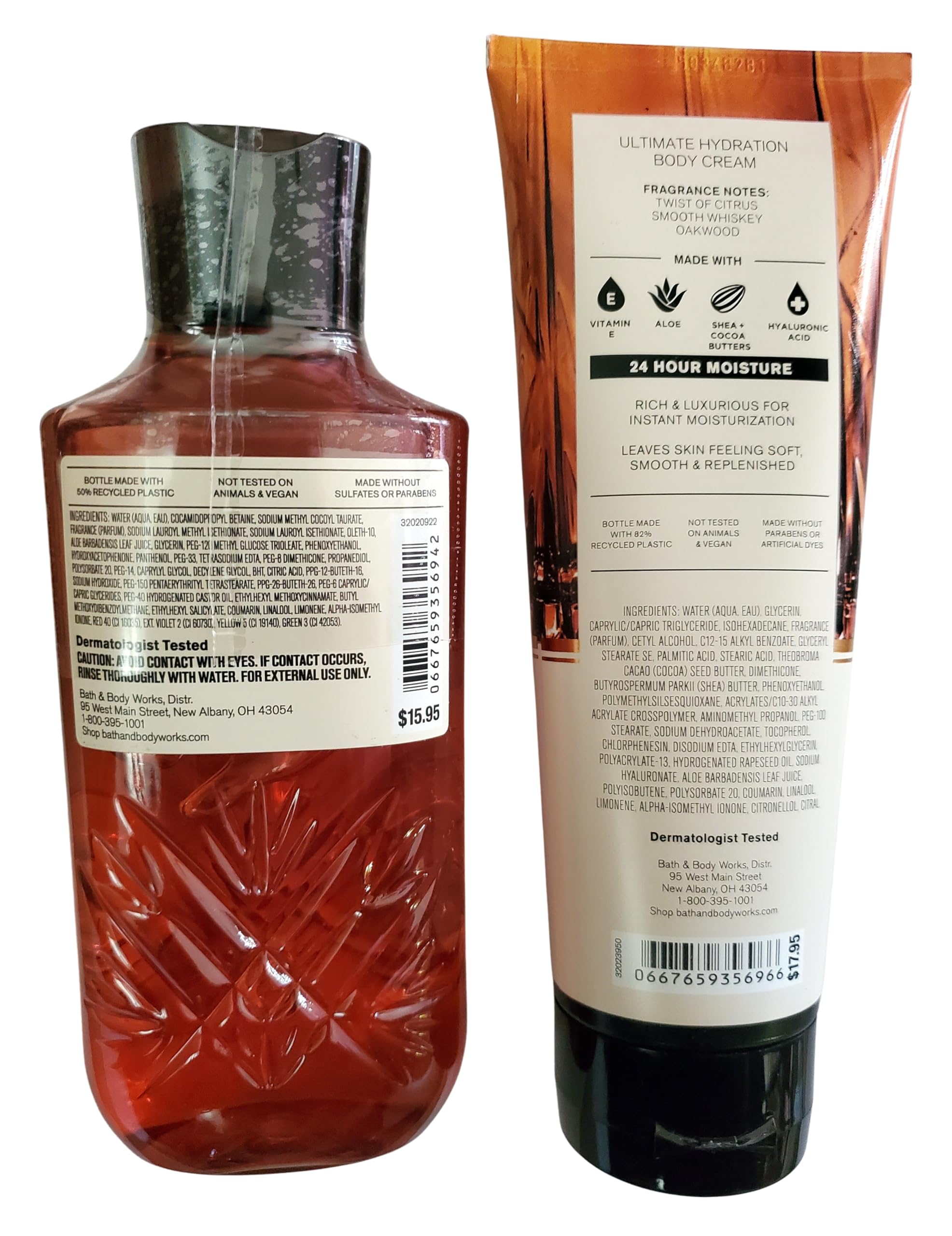 Bath & Body Works Whiskey Toast body wash bottle providing moisturizing cleanse with Pro-Vitamin B5