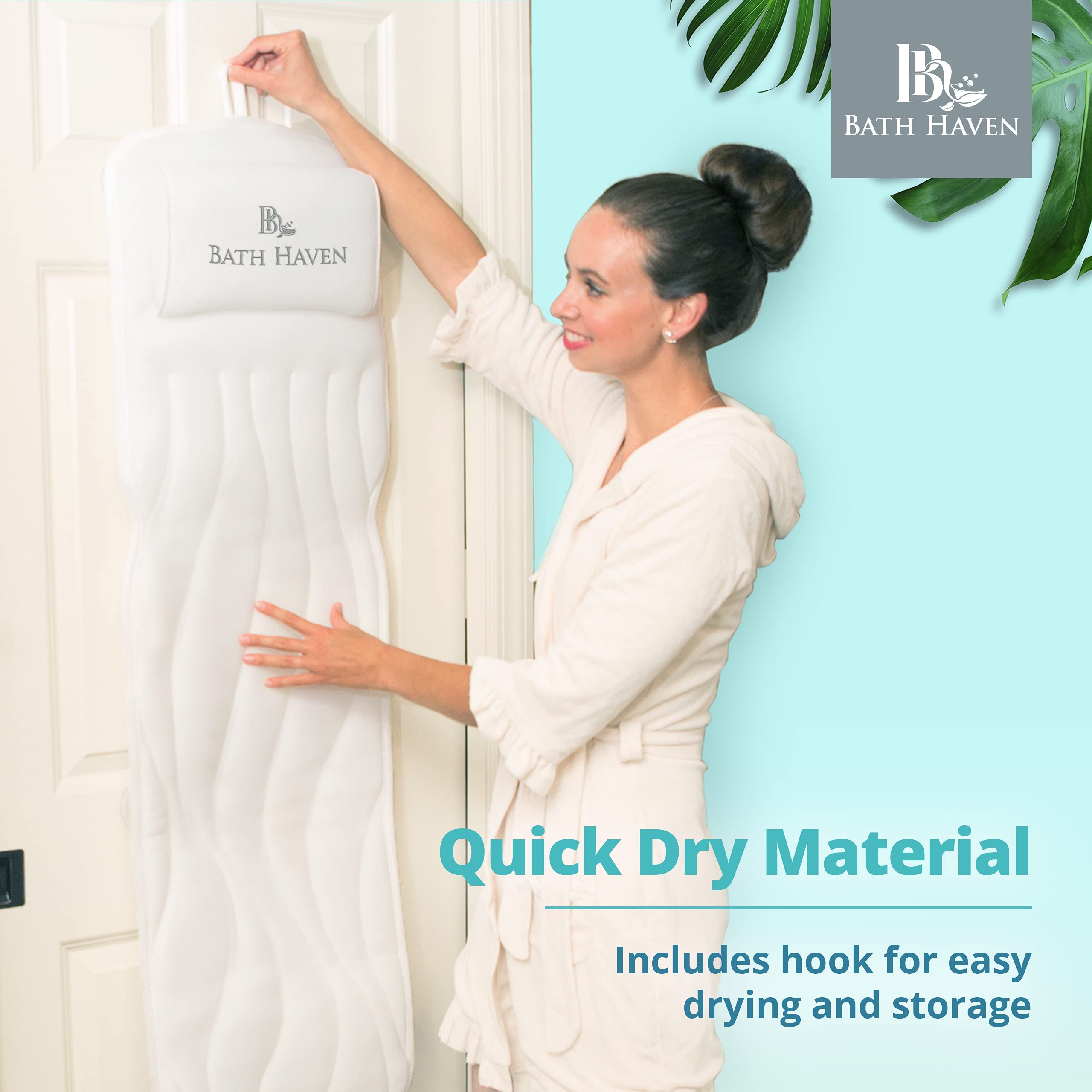 Bath Haven bath pillow fast-drying dries quickly between uses.