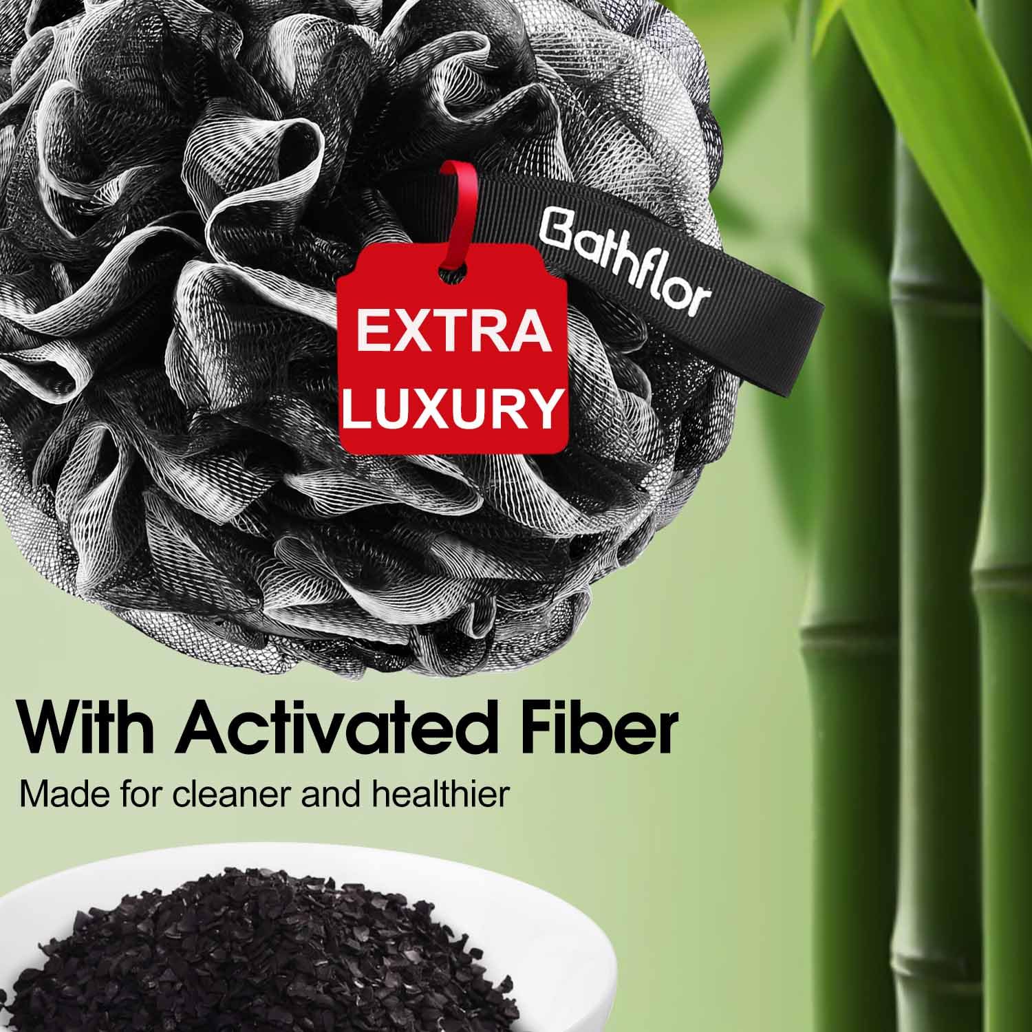 Bathflor back scrubber with a 17-inch handle reaches hard-to-reach areas.