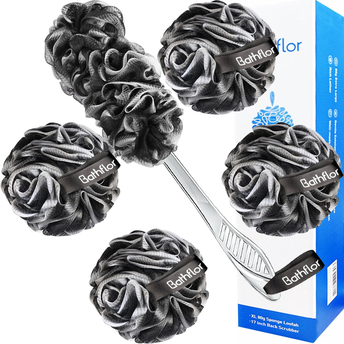 Bathflor loofah sponge 80g ultra-large for rich exfoliation.
