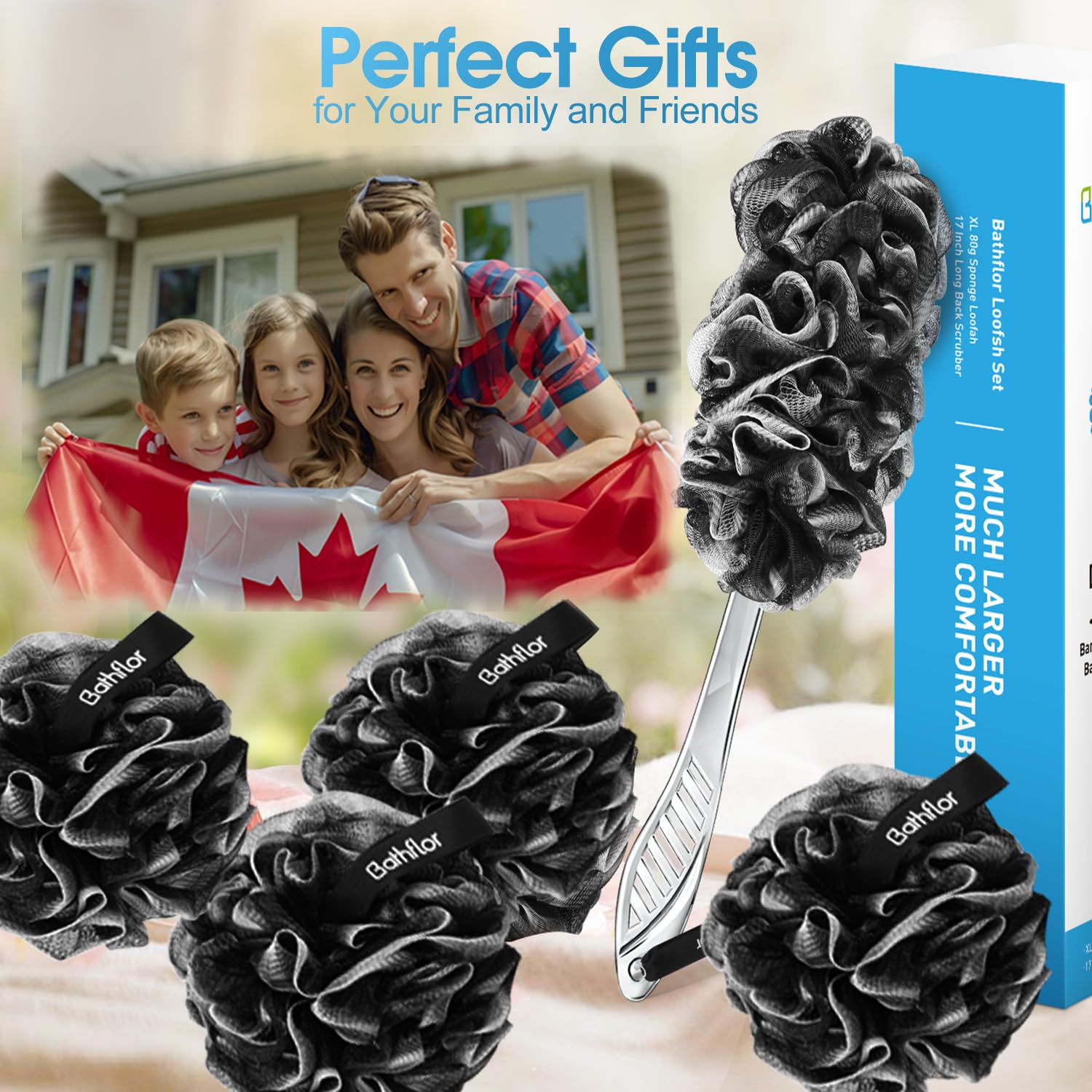 Bathflor shower sponge set suitable for daily use by men and women.
