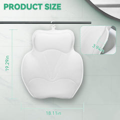 Bathland Bath Pillow side-angle view demonstrates full back support during soaking.