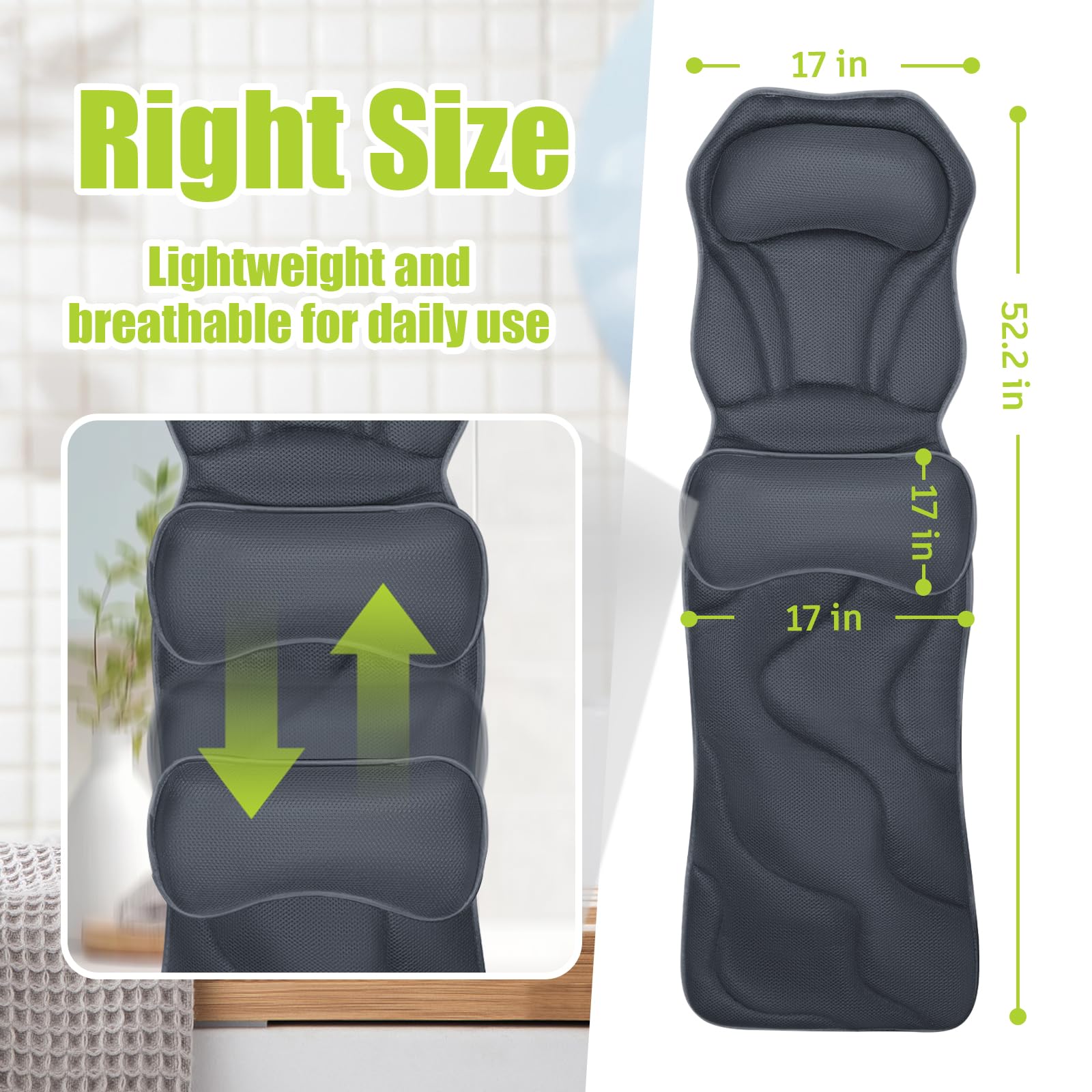Bathland full body bath pillow back support for relaxed shoulder and back comfort.