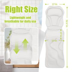 Bathland full-body bath pillow back view highlights lumbar support for comfort after long days