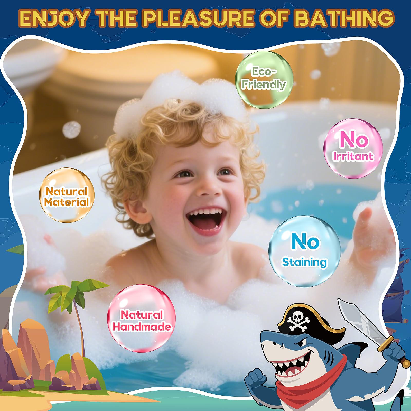 Bathletes pirate coins and necklace included for imaginative pirate play