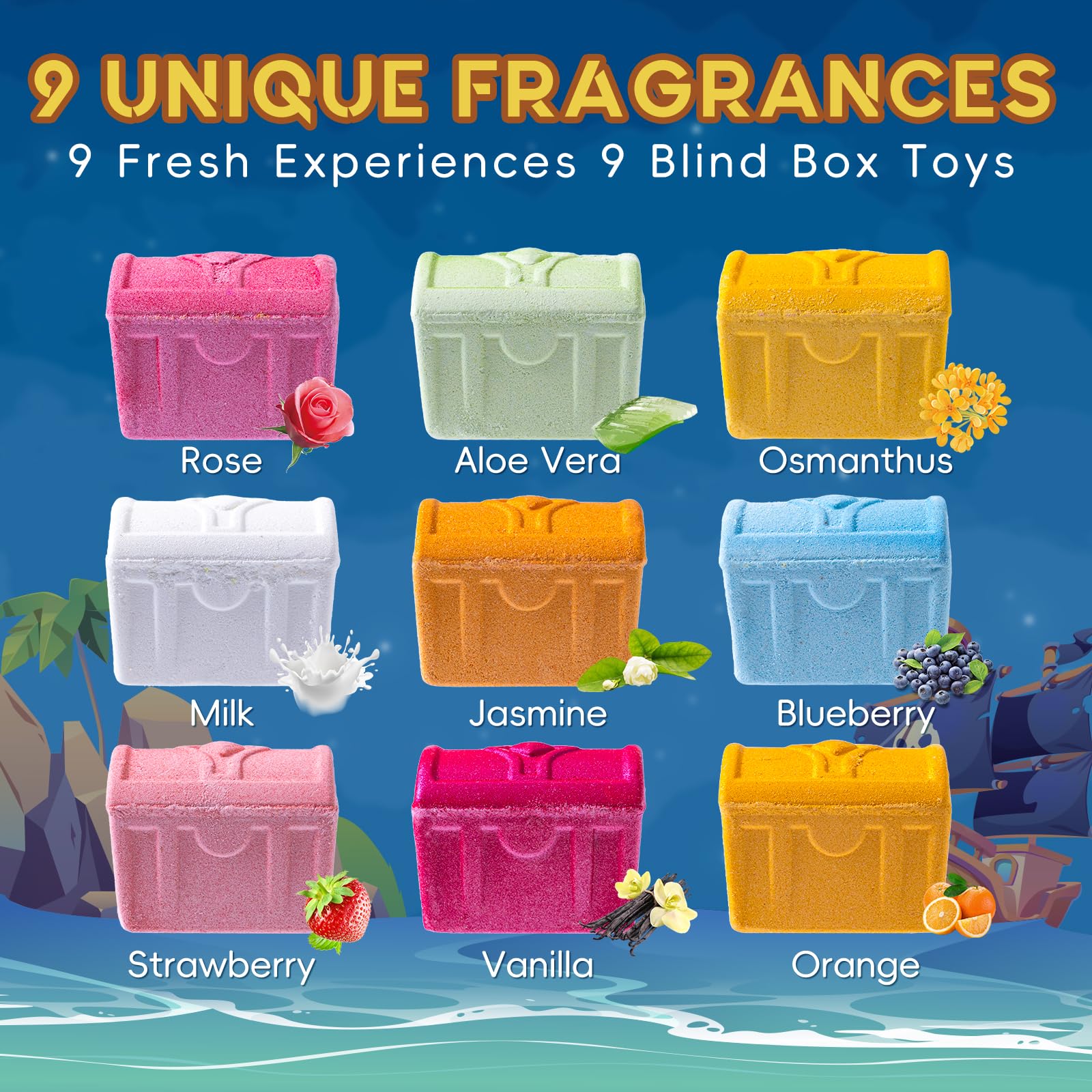 Bathletes treasure chest toys appear during bath for treasure hunt fun
