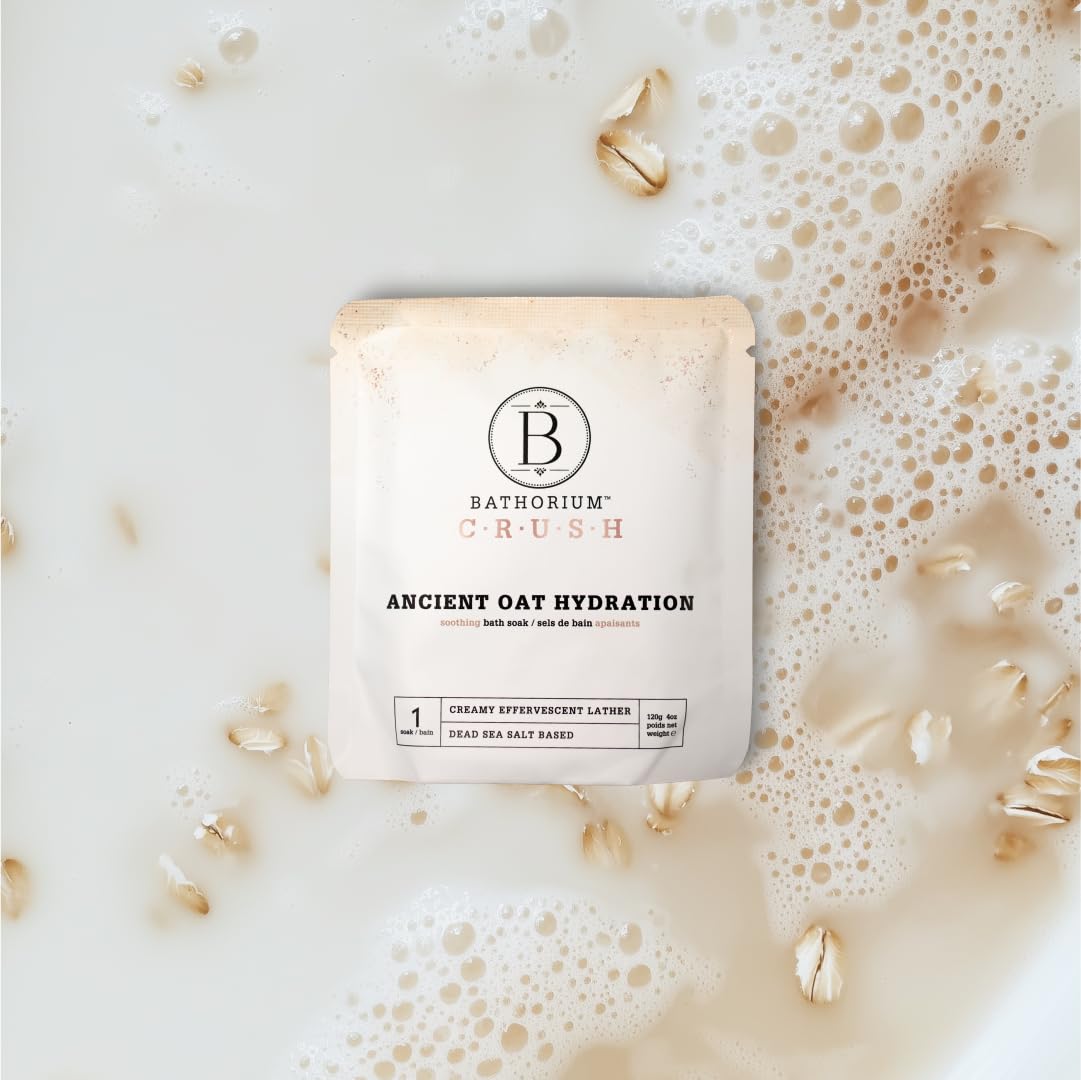 Bathorium Crush mineral-rich clays and essential oils for skin-nourishing soak.