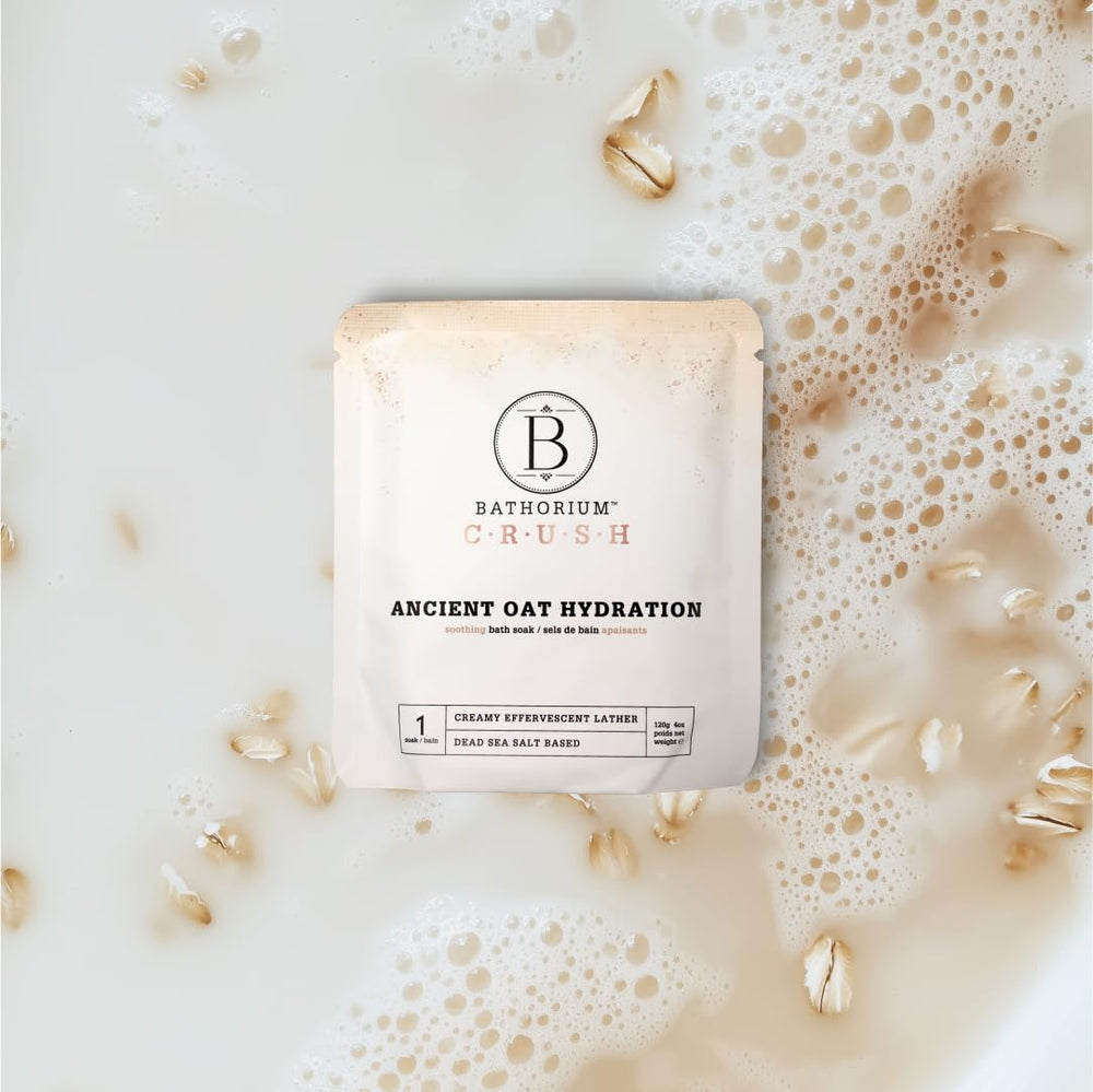 Bathorium Crush mineral-rich clays and essential oils for skin-nourishing soak.