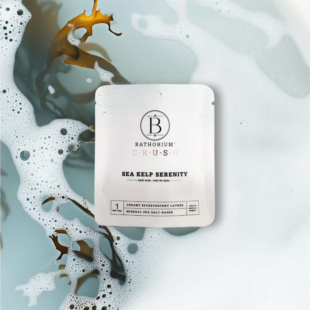 Bathorium Crush single-use bag pre-measured for mess-free soaks.
