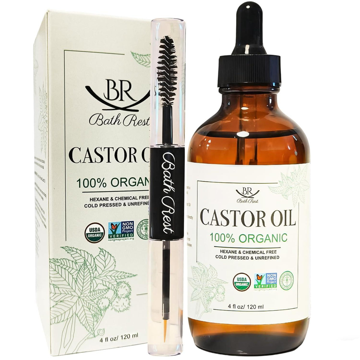 Bathrest Castor Oil bottle 4oz for hair and skin care