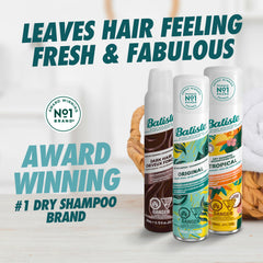 Fórmula de Batiste Rubio Brillante que absorbe grasa en las raíces.