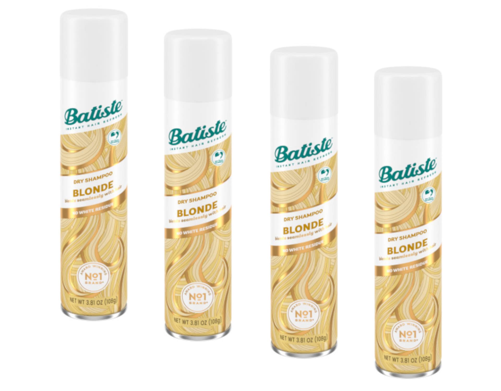 Batiste Brilliant Blonde dry shampoo bottle demonstrates color-friendly freshness.